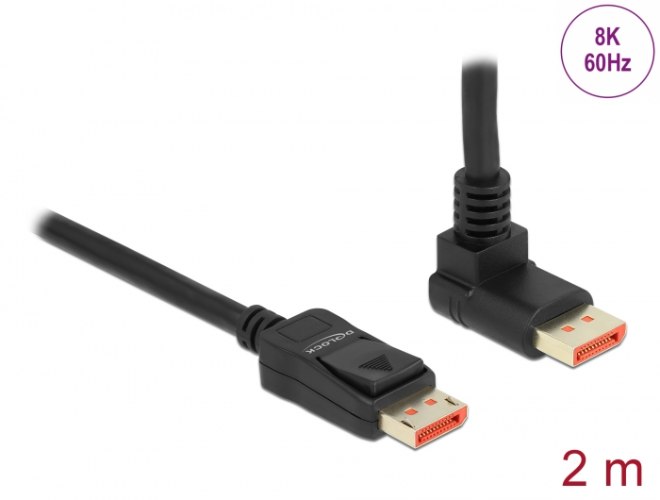 כבל מסך Delock DisplayPort 1.4 HDR Cable 90° Upwards angled 8K 60 Hz 2 m