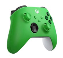 בקר משחק אלחוטי Microsoft Xbox Xser Velocity Green – מבט קדמי-צדדי על הבקר הירוק.