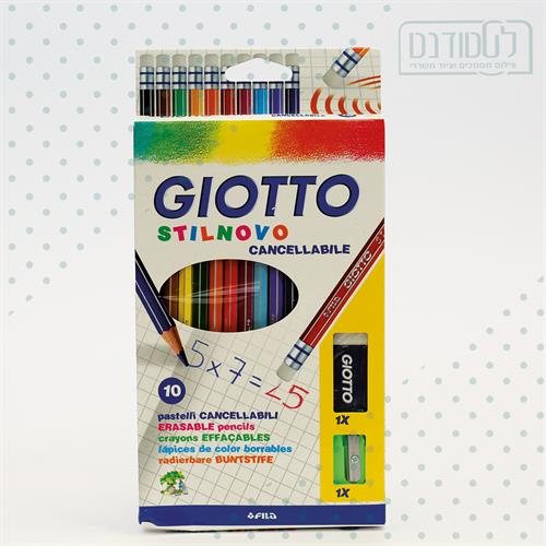 עפרונות צבעונים עם מחק ומחדד גיאוטו