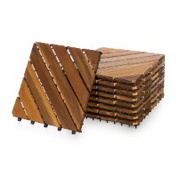 מארז 9 יח' אריחי דק 30*30 ס"מ 8 אלכסונים עץ Acacia חום בהיר