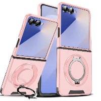 כיסוי חזק מעוצב עם טבעת אחיזה לסמסונג פליפ SAMSUNG FLIP 7 ורוד
