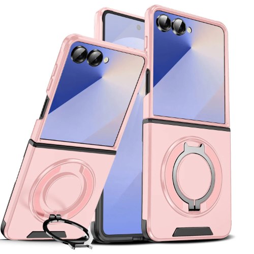 כיסוי חזק מעוצב עם טבעת אחיזה לסמסונג פליפ SAMSUNG FLIP 7 ורוד
