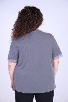 חולצת שימי פס תחרה אפורה