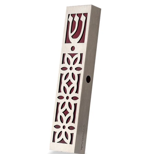 בית מזוזה נגזרת פרחים במילוי אקריל צבעוני