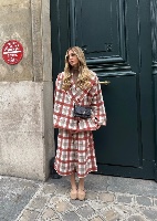 Red Plaids Oversized Jacket