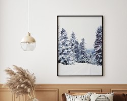 תמונת קנבס הדפס מינימאליסטי "מדרון מושלג" | בודדת או לשילוב בקיר גלריה | תמונות לבית ולמשרד