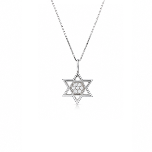 שרשרת ותליון מגן דוד מתנה לבר מצוה משובץ יהלומים