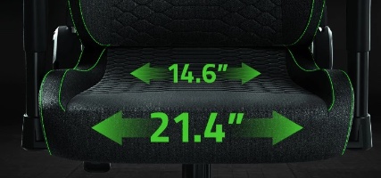 תרשים מידות רוחב המושב של כיסא גיימינג Razer Iskur V2 X באינצ’ים