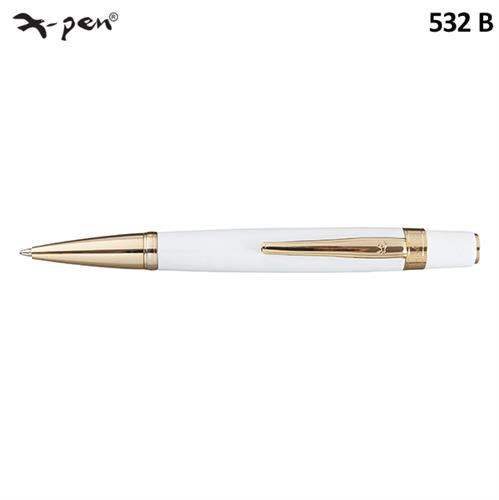 עט לורד כדורי לבן עם קליפס בציפוי 18K זהב X-Pen LORD  דגם XP-532b-GP