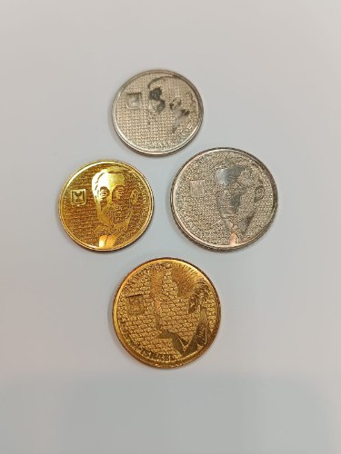 4 מטבעות ישראל עם דיוקנים- דוד בן גוריון, הרצל, ז'בוטינסקי, רוטשילד