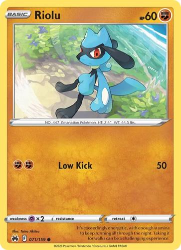 קלף בודד single פוקימון - riolu - Crown Zenith - 071/159