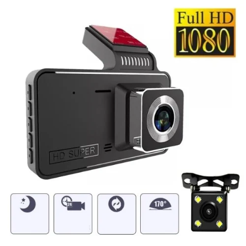 מצלמת רכב מקליטה DVR דו כיוונית 24 שעות כולל צילום לילה