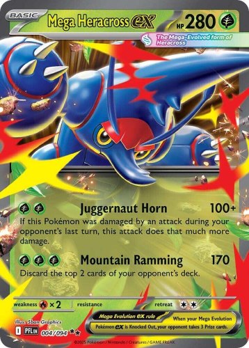 קלף פוקימון בודד single - MEGA HERACROSS EX – Phantasmal Flames – 004/094