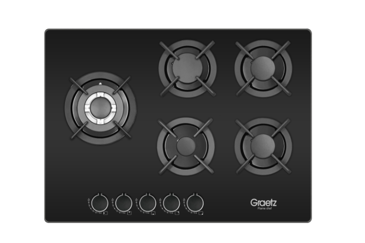 כיריים גז זכוכית שחורה GRAETZ GRH-8785-B