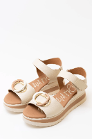 סנדל  מעור סוליית פלטפורמה Oh My Sandles בשחור ובז