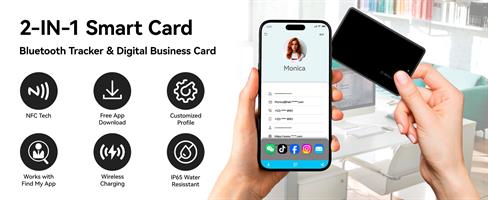 תגית איתור לאפל משולבת כרטיס ביקור MiCard-Digital Business Card חברת MiLi