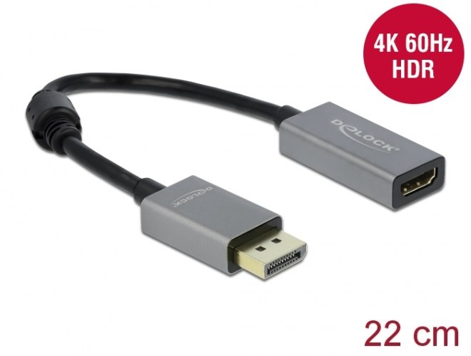 מתאם אקטיבי Delock Active DisplayPort 1.4 to HDMI Adapter 4K with HDR