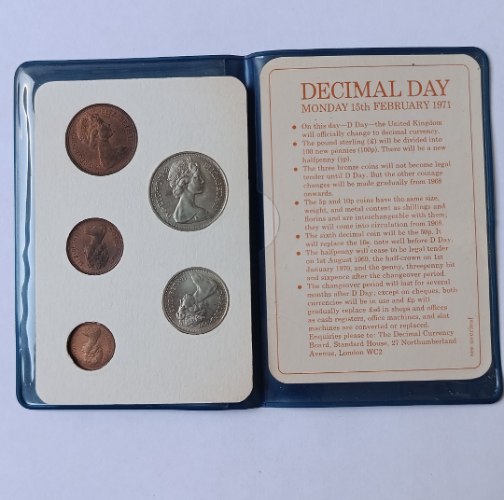 BRITAIN'S FIRST DECIMAL COINS-שנת 1971, סט מטבעות בריטניה