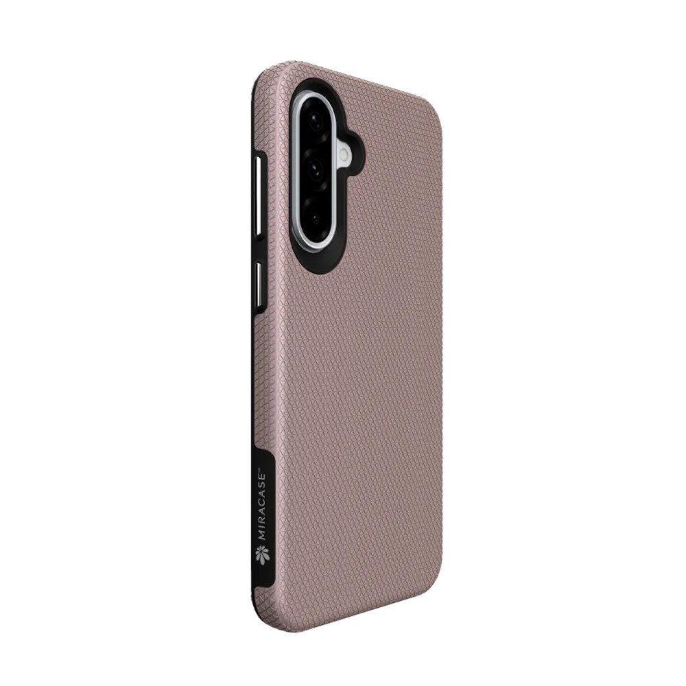 כיסוי רוז גולד עבור Miracase MiraCombo Samsung A37 – פריט בודד בצבע רוז גולד עם טקסטורה עדינה נראה מזווית אלכסונית על רקע