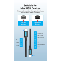 כבל  Vention USB-C to Mini-B Cable - 2M - Black