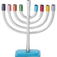 חנוכייה לנרות אלומיניום מהודרת עם קנים כסף נצנץ