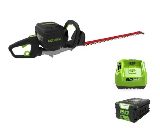 גוזם גדר חיה נטען 80V PRO + סוללה 2 אמפר ומטען מהיר GREENWORKS 99768