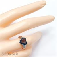 טבעת מכסף משובצת אבן טופז כחולה בצורת לב RG5978 | תכשיטי כסף 925 | טבעות כסף