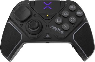 בקר משחק מודולרי אלחוטי Turtle Beach Victrix Pro BFG Reloaded PS - בקר שחור עם כפתורים וסמל X מואר.