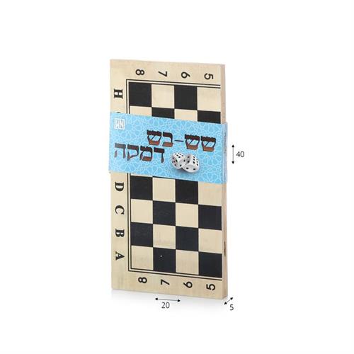 "שש בש עץ 40 *40 חיילים פלסטיק"