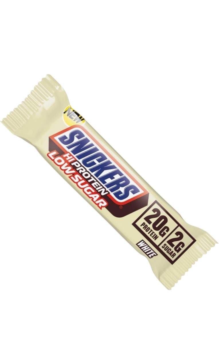 חטיף חלבון SNICKERS דל סוכר בטעם בוטנים וקרמל בציפוי שוקולד לבן (12 יחידות במארז)