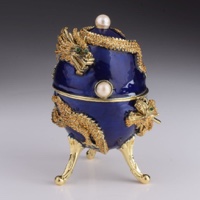 Blue Faberge Egg with Dragon Music Playing Egg