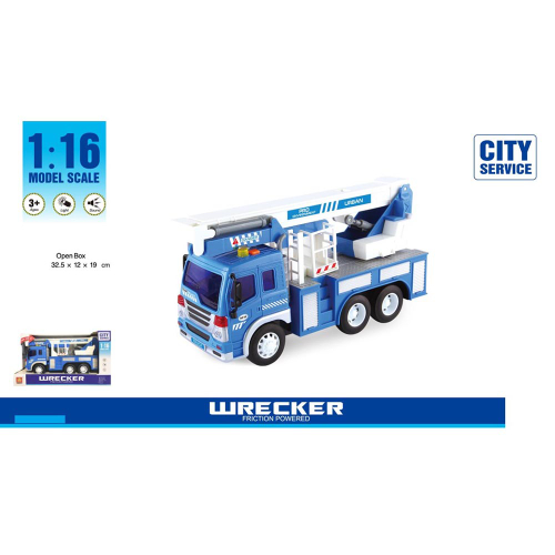 משאית מנוף כחולה אורות וצלילים 1:16 - CITY SERVICE