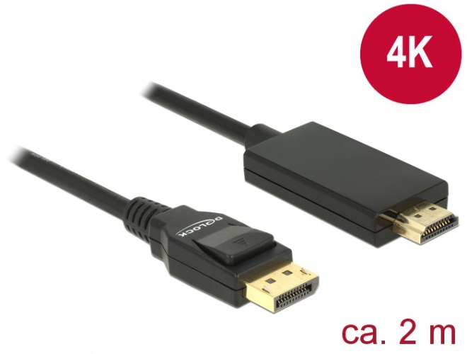 כבל מסך Delock DisplayPort 1.2 to HDMI Cable 4K 30 Hz 2 m