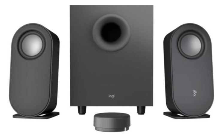 רמקולים למחשב עם סאבוופר Logitech Bluetooth Z407 – סט רמקולים אפור כהה הכולל שני לווינים סאבוופר ובקר אלחוטי