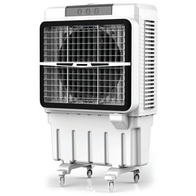 מצנן מגדל Krauss KR‑15000 – תפוקת אוויר 15,000 מ״ק/ש, הספק 400 W, מיכל 75 ל', שלט, צידוד וגלגלים