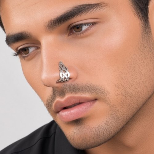 נזם ללא פירסינג- להבה קלטית- מכסף