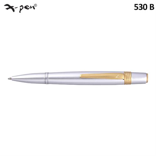 עט לורד כדורי בגימור כסוף מט קליפס זהוב X-Pen LORD דגם XP-530b