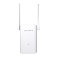 מגדיל טווח Mercusys ME80X AX3000 Wi-Fi 6 – מכשיר לבן עם שתי אנטנות זקופות לוגו Mercusys ונורית חיווי ירוקה