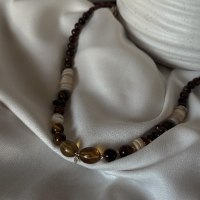 שרשרת חרוזים אלאנה | שרשרת חרוזים חומים