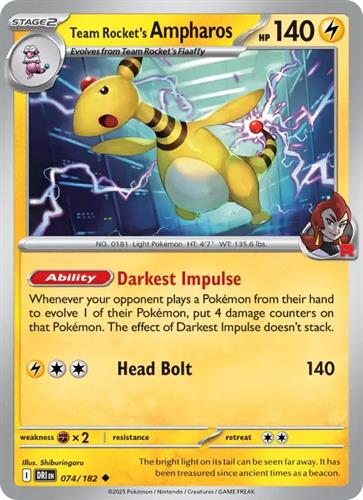 קלף בודד single פוקימון - team rocket's ampharos - Destined Rivals - 074/182