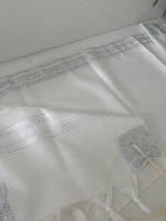 טלית אקרילן תשבץ ילדים 120x35 פסים לבן כסף