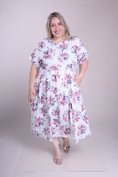 שמלת בריטני מודפסת פרחוני לבן