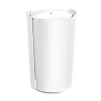 נתב 5G Mesh Deco X50-5G AX3000 – Wi-Fi פריט בודד בצבע לבן בעל עיצוב גלילי עומד על רקע לבן