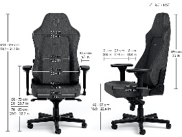 תרשים מידות מלא של כיסא גיימינג Noblechairs HERO TX