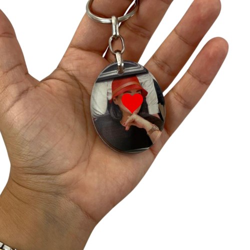 מחזיק מפתחות אליפסה עם תמונה