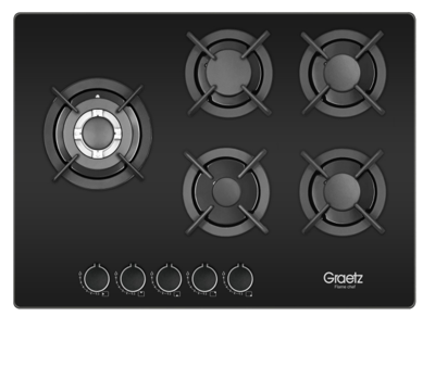 כיריים גז 70 ס"מ זכוכית שחורה  GRH-8690-B GRAETZ