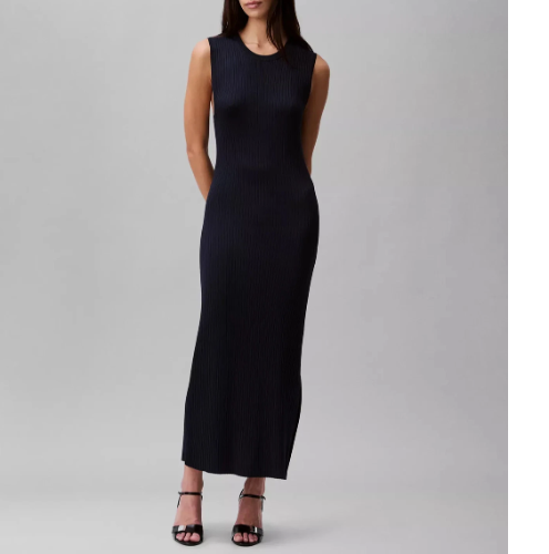 CALVIN KLEIN Women's Dress Sz XL Ribbed Maxi Black