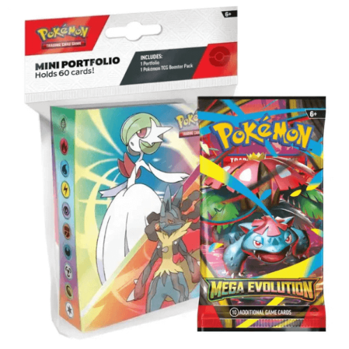Pokemon TCG: Mega Evolution 01 Mini Portfolio קלפי פוקימון מקוריים מיני אלבום עם בוסטר