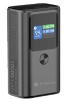 סוללת טעינה Miracase MPB10PD30W – פריט בודד אפור כהה עם מסך תצוגה פעיל וכפתור עגול USB-C