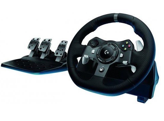 ערכת סימולטור נהיגה Logitech G920 Driving Force עם הגה עור ודוושות ל-Xbox/PC